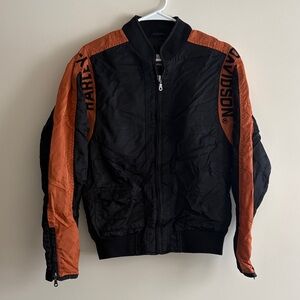 Harley-Davidson Black and Orange Bomber Jacket XS
